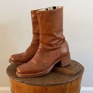 Frye Tan Leather Ankle Boots
